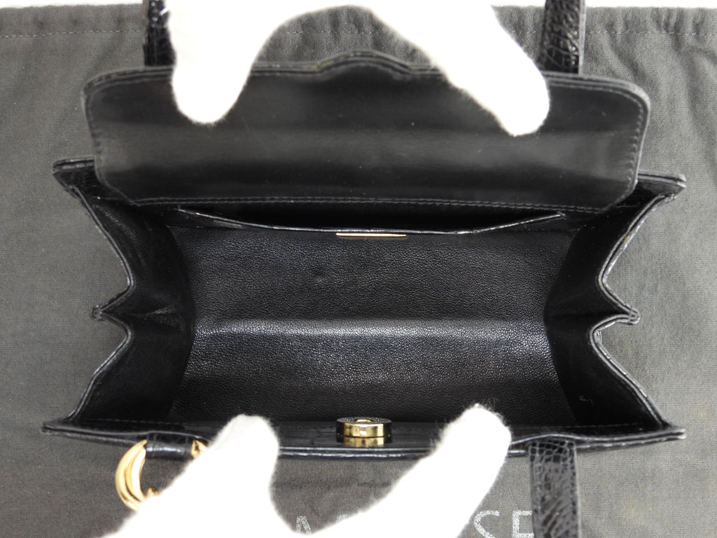 Contessa Mini Borsa a Mano Coccodrillo Nera Mini Tote Rara Ottime Condizioni @ 84