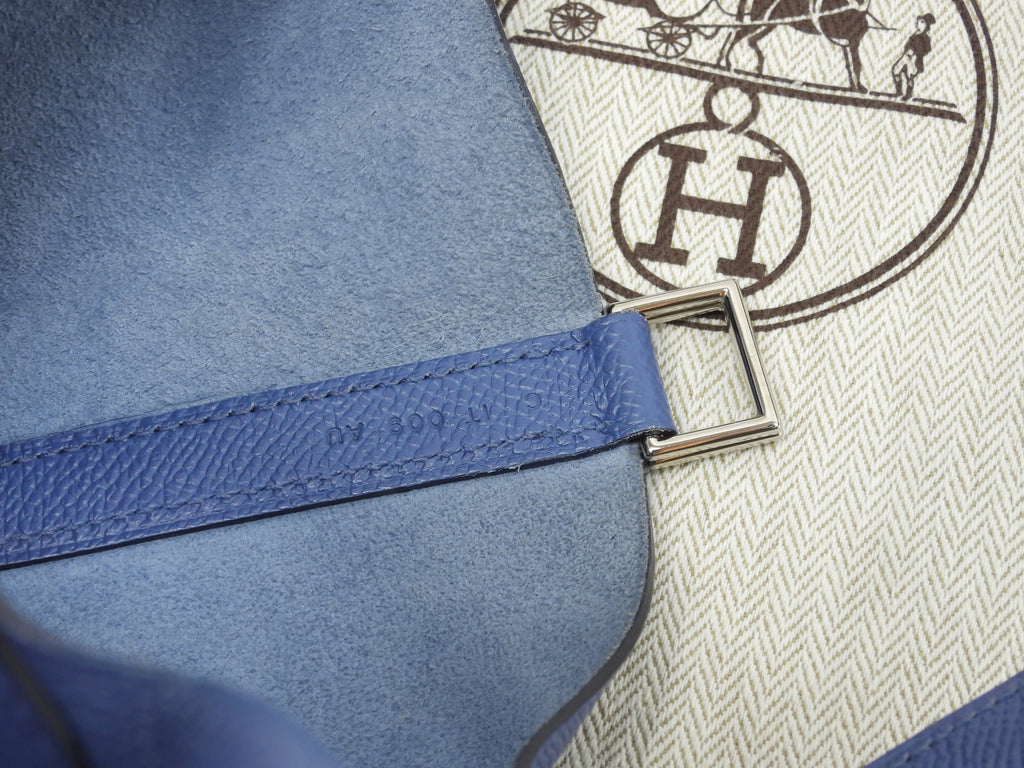 Hermes Picotin Lock MM Tressage Epsom blu borsa a mano bella condizione @C 3