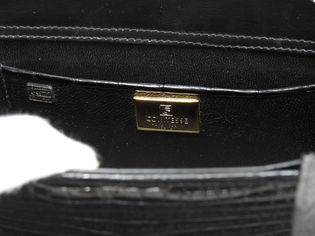 Contessa Mini Borsa a Mano Coccodrillo Nera Mini Tote Rara Ottime Condizioni @ 84