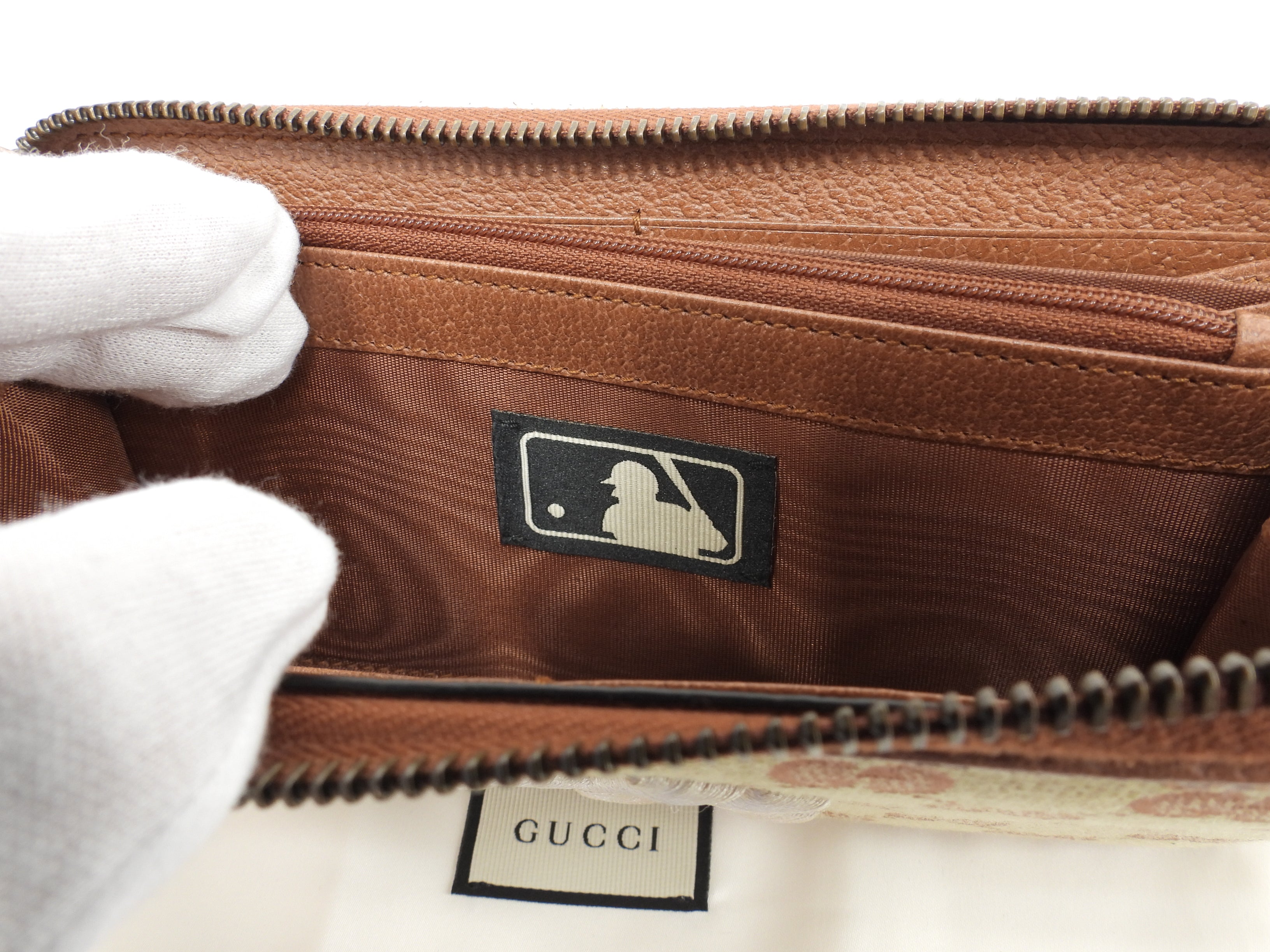 Gucci Portafoglio lungo Yankees GG Supreme marrone Portafoglio zip nuovo@4
