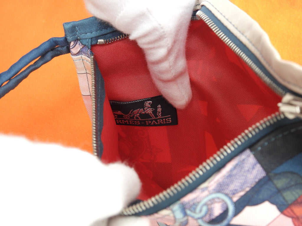 Hermes Silkycity PM Seta/Pelle Marrone Rosa Borsa a Spalla Ottime Condizioni@T 2