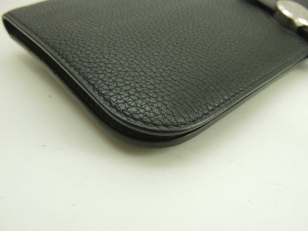 エルメス ドゴンロング トゴ黒 シルバー金具 2折長財布 ロングウォレット@Y 3