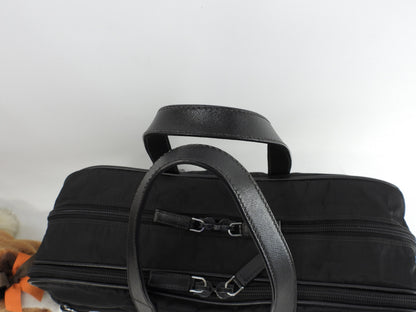 Borsello Prada grande in pelle Saffiano/nylon nero con portadocumenti con cerniera@165 3