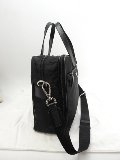 Borsello Prada grande in pelle Saffiano/nylon nero con portadocumenti con cerniera@165 3