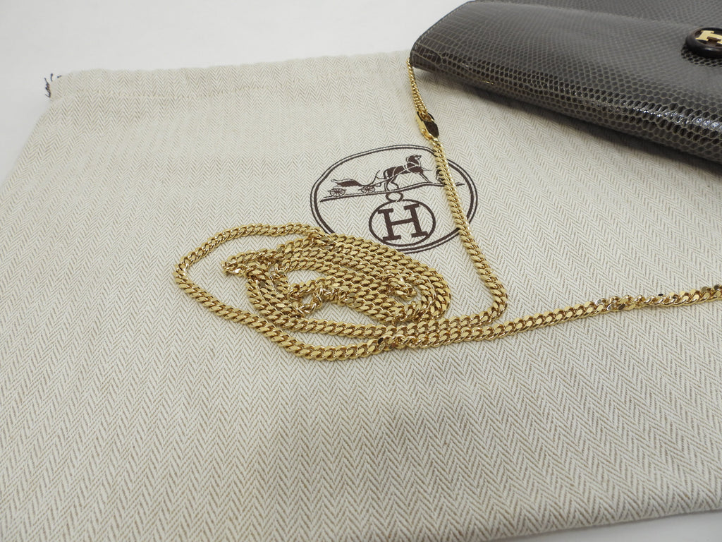 Hermès Pochette Rio in lucertola grigia, borsa a tracolla vintage, rarissima @〇S