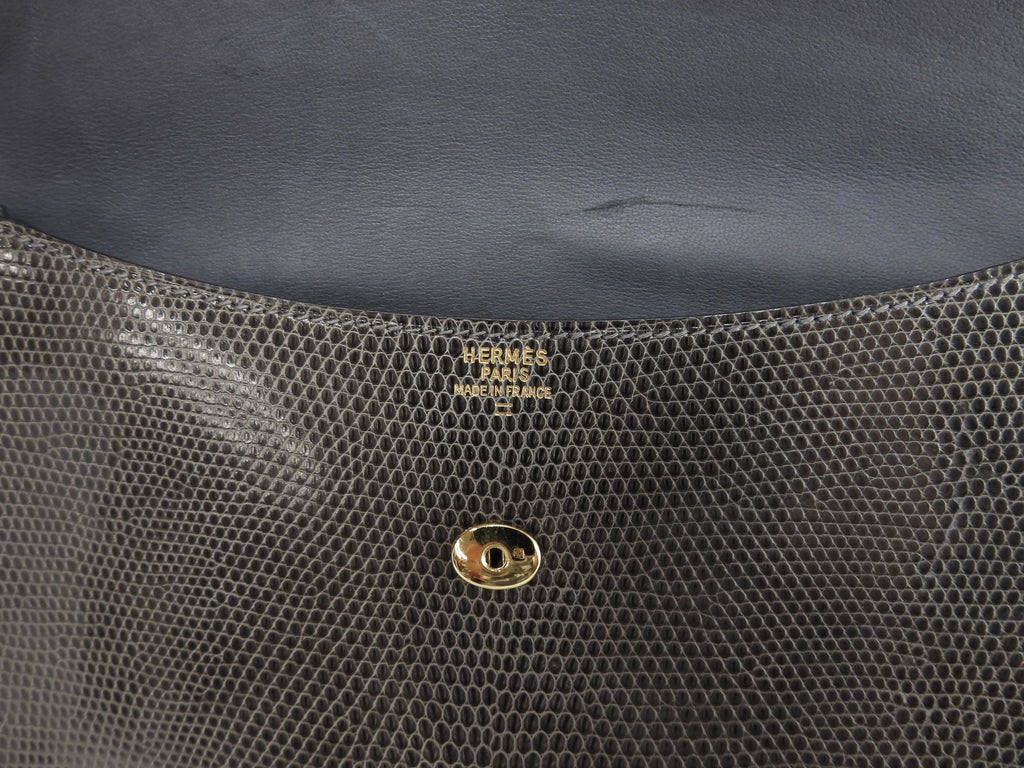 Hermès Pochette Rio in lucertola grigia, borsa a tracolla vintage, rarissima @〇S