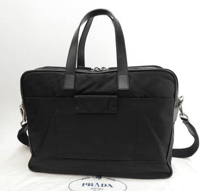 Borsello Prada grande in pelle Saffiano/nylon nero con portadocumenti con cerniera@165 3