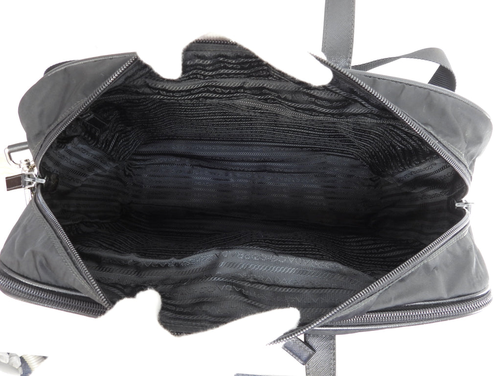 Borsello Prada grande in pelle Saffiano/nylon nero con portadocumenti con cerniera@165 3