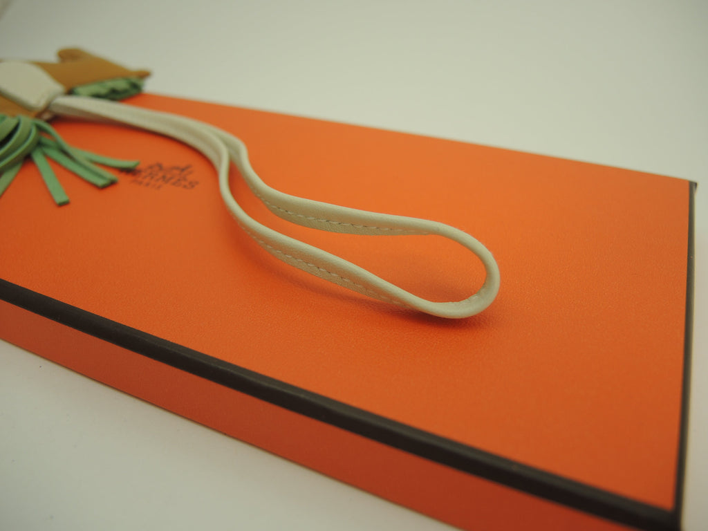 Hermès Rodeo PM Agneau Milo Craie/Sesamo/Vert Criquet Ciondolo per borsa Nuovo@Y 5