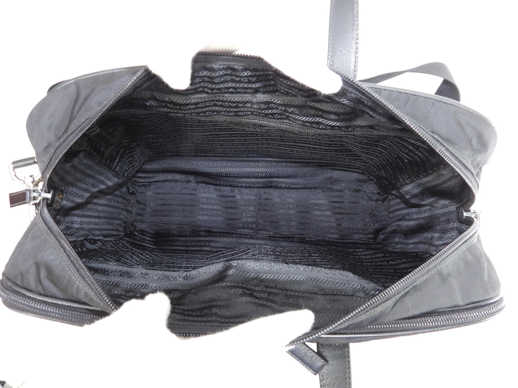 Borsello Prada grande in pelle Saffiano/nylon nero con portadocumenti con cerniera@165 3