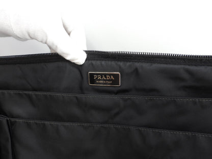 Borsello Prada grande in pelle Saffiano/nylon nero con portadocumenti con cerniera@165 3