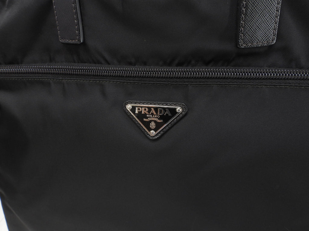 Borsello Prada grande in pelle Saffiano/nylon nero con portadocumenti con cerniera@165 3
