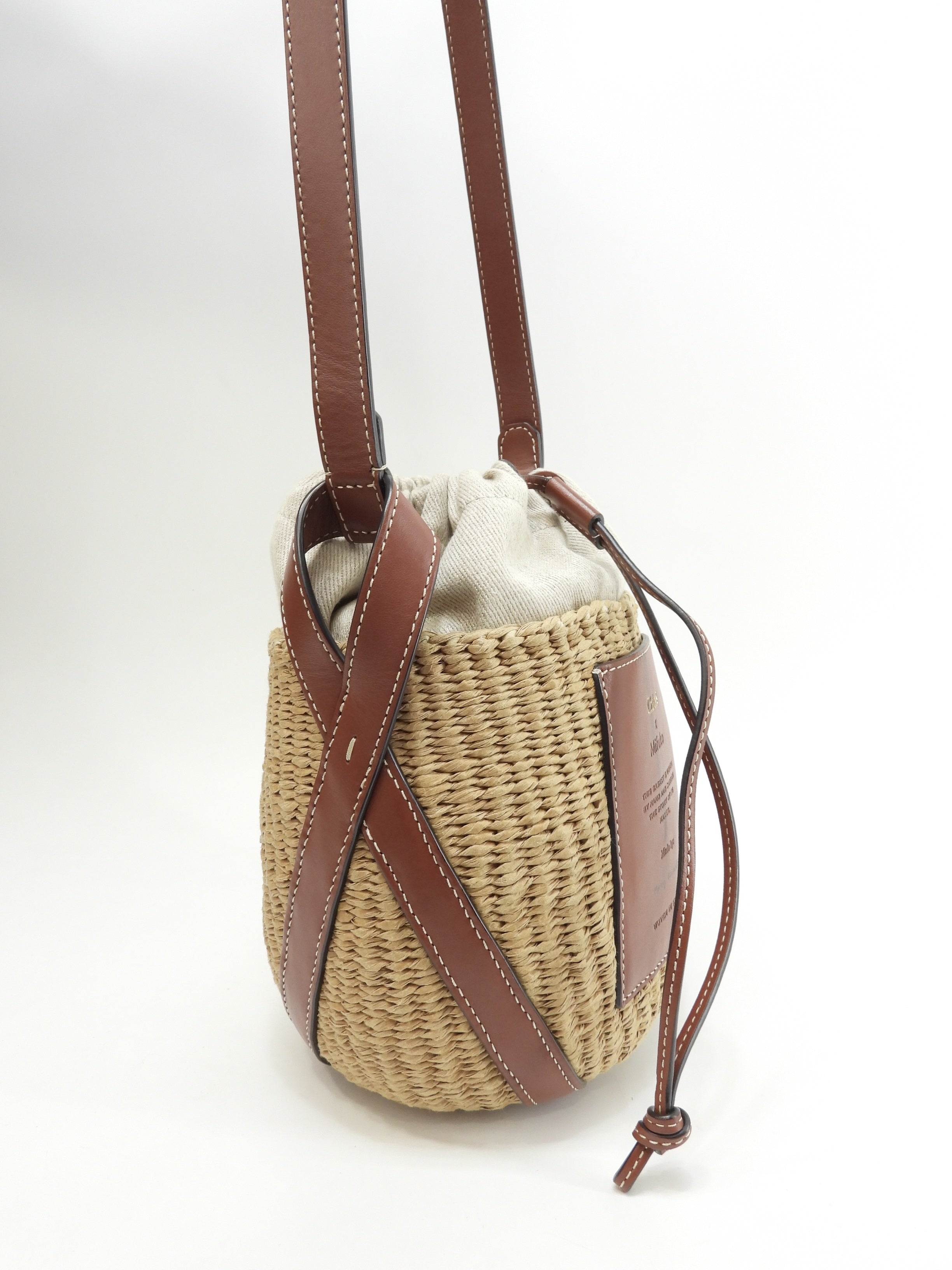 Chloe x Mifuko borsa a tracolla rafia pelle marrone borsa a cesto edizione limitata pari al nuovo@ 3