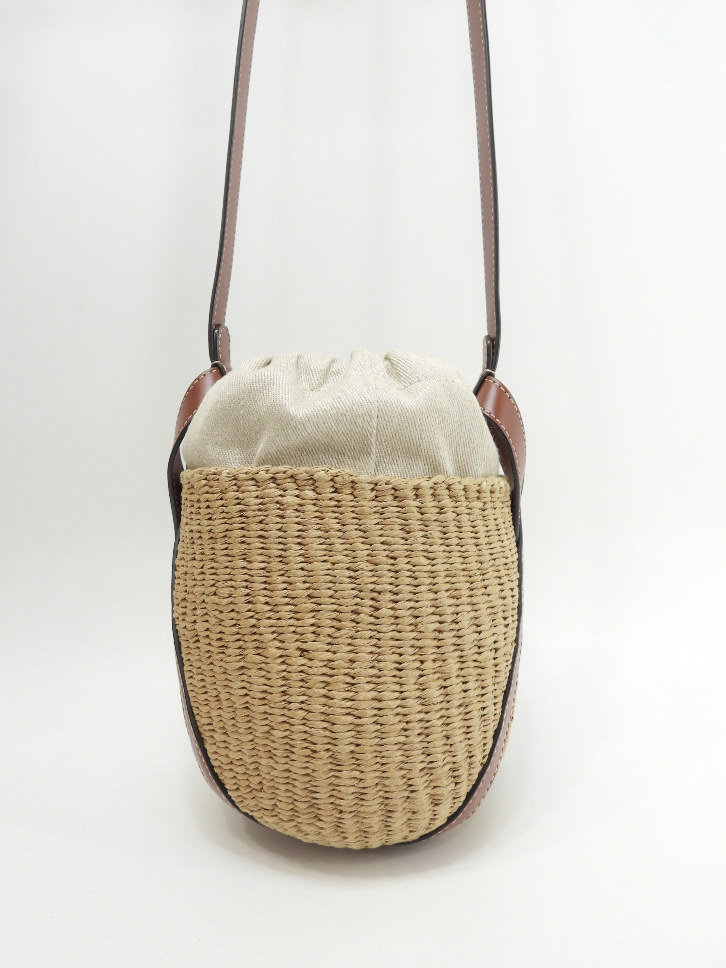 Chloe x Mifuko borsa a tracolla rafia pelle marrone borsa a cesto edizione limitata pari al nuovo@ 3