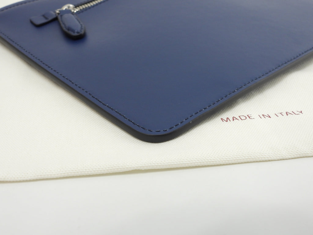 Salvatore Ferragamo Clutch in pelle liscia blu Seconda borsa Nuova @GG-24A124