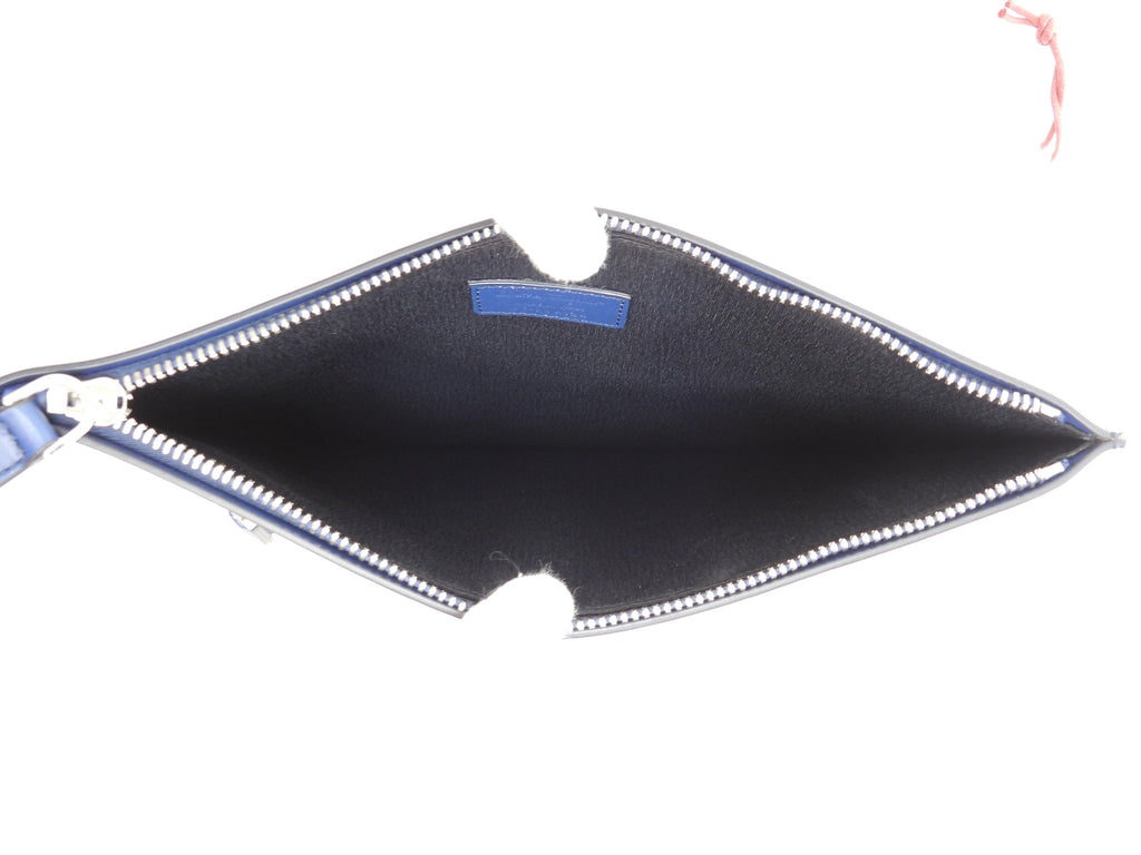 Salvatore Ferragamo Clutch in pelle liscia blu Seconda borsa Nuova @GG-24A124