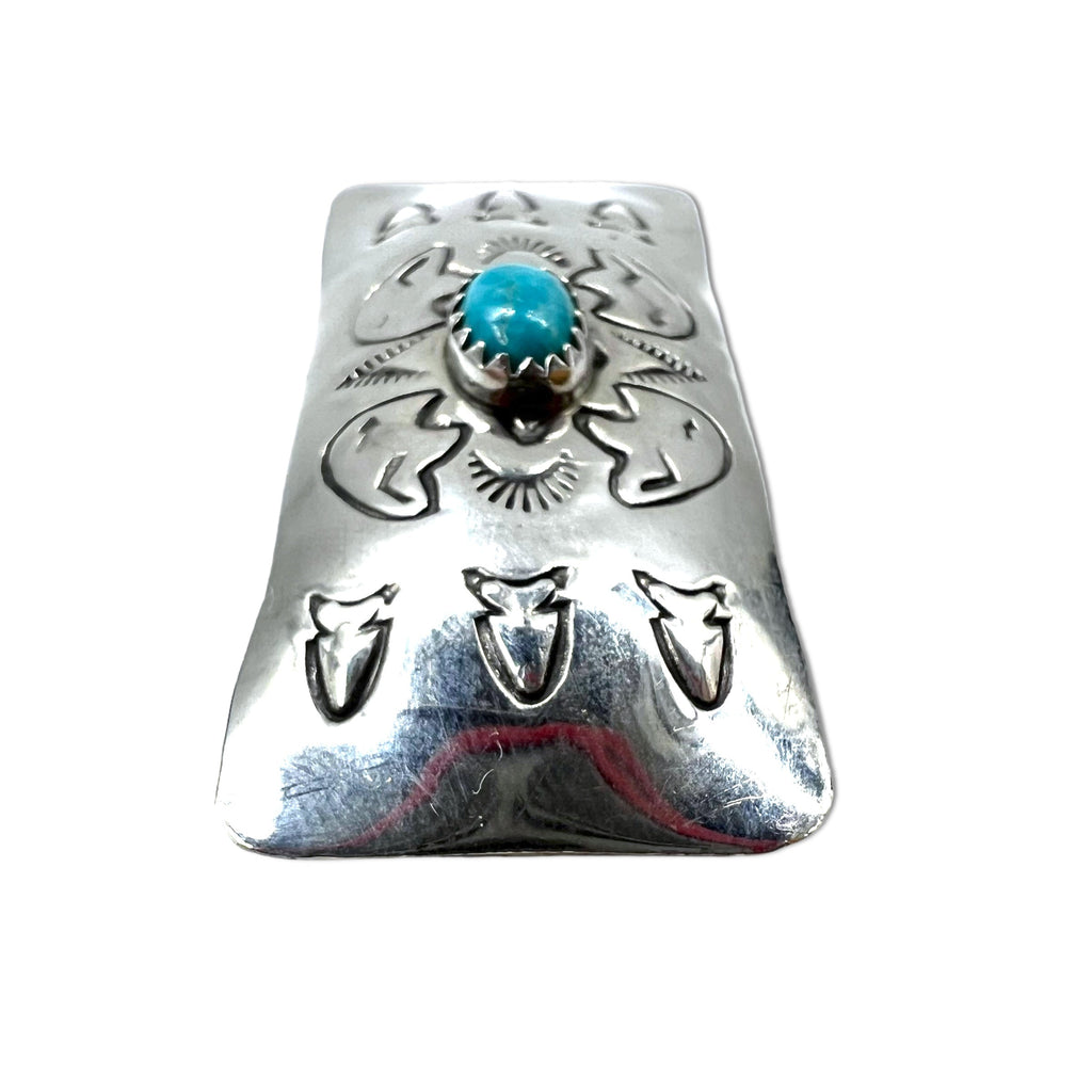 Fermasoldi Navajo Indian Jewelry con turchese e stampwork