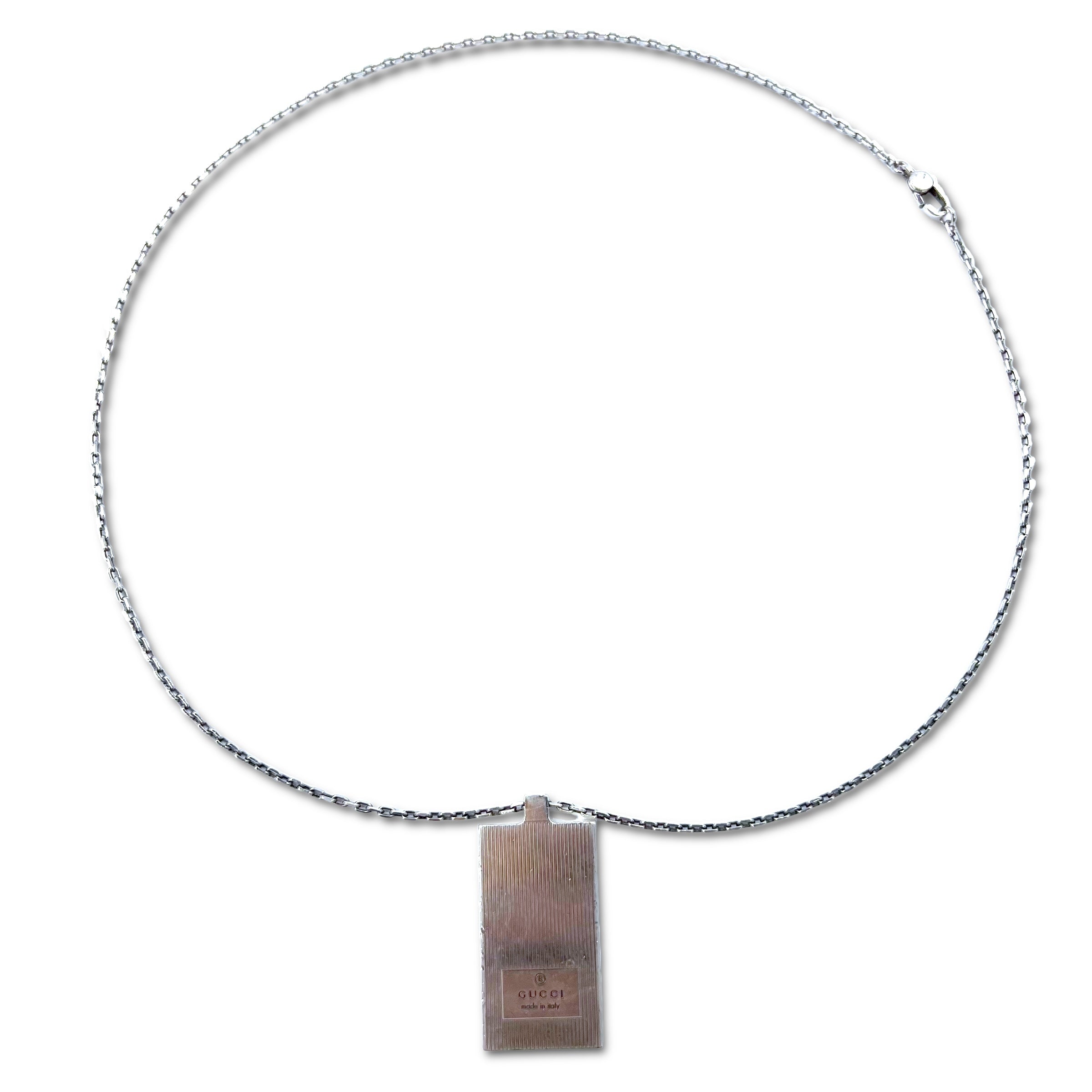 GUCCI イタリア製 ロゴプレート チェーン ネックレス SILVER 925 シルバー
