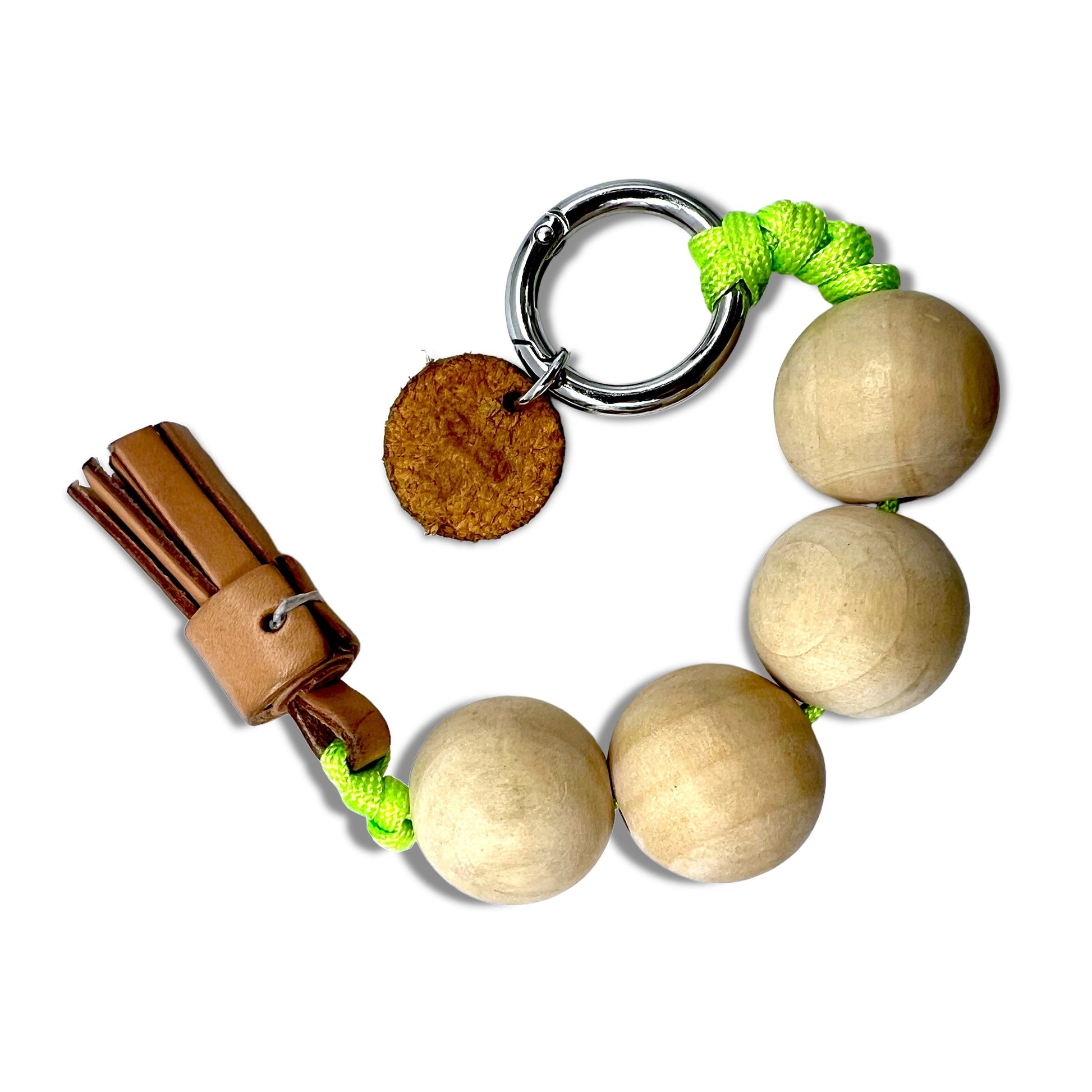 nodzoku Moschettone Portachiavi Portachiavi Palla di Legno Nappe Wiz Beige