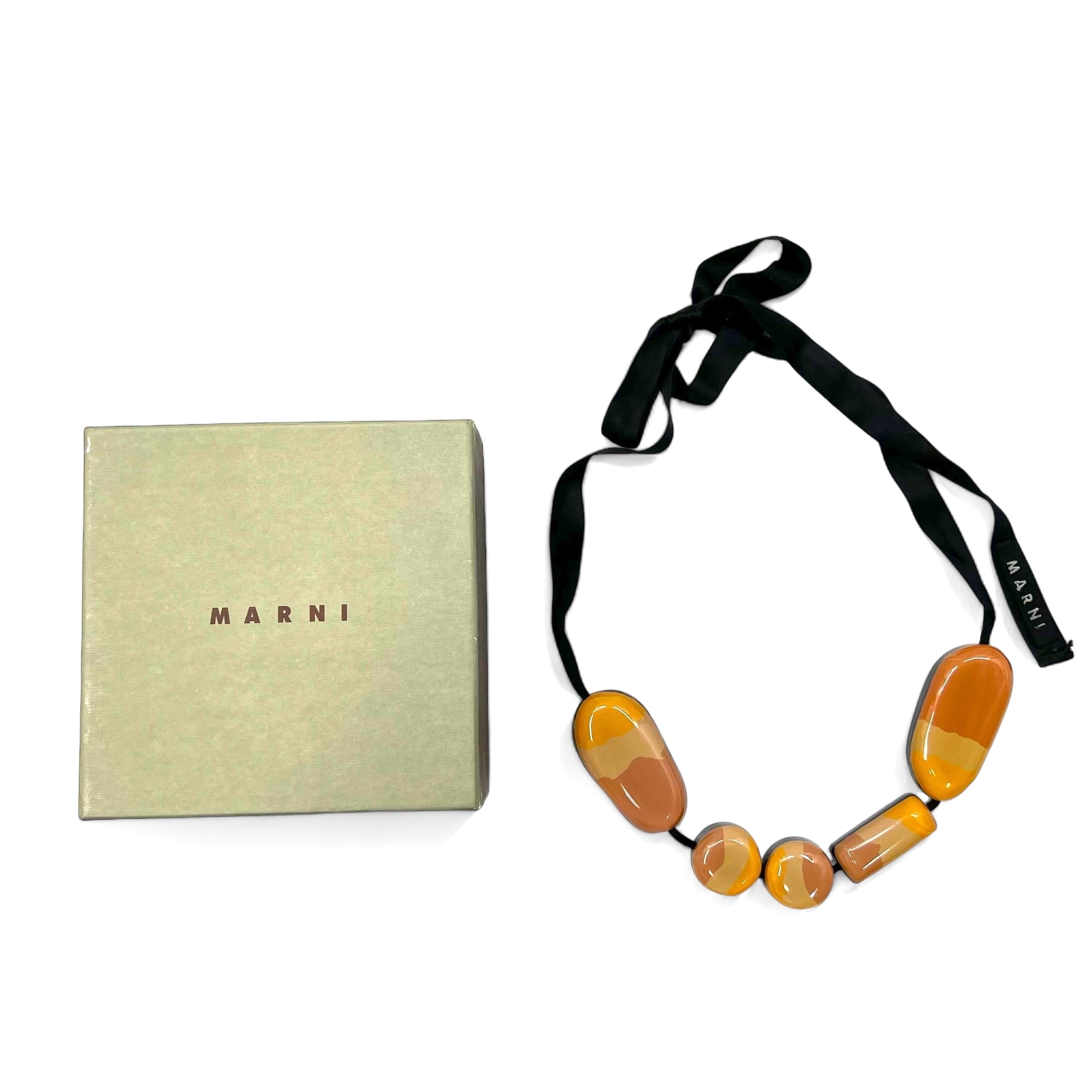 MARNI Collana con fiocco, Choker con pietre, Pendente Marrone Arancione