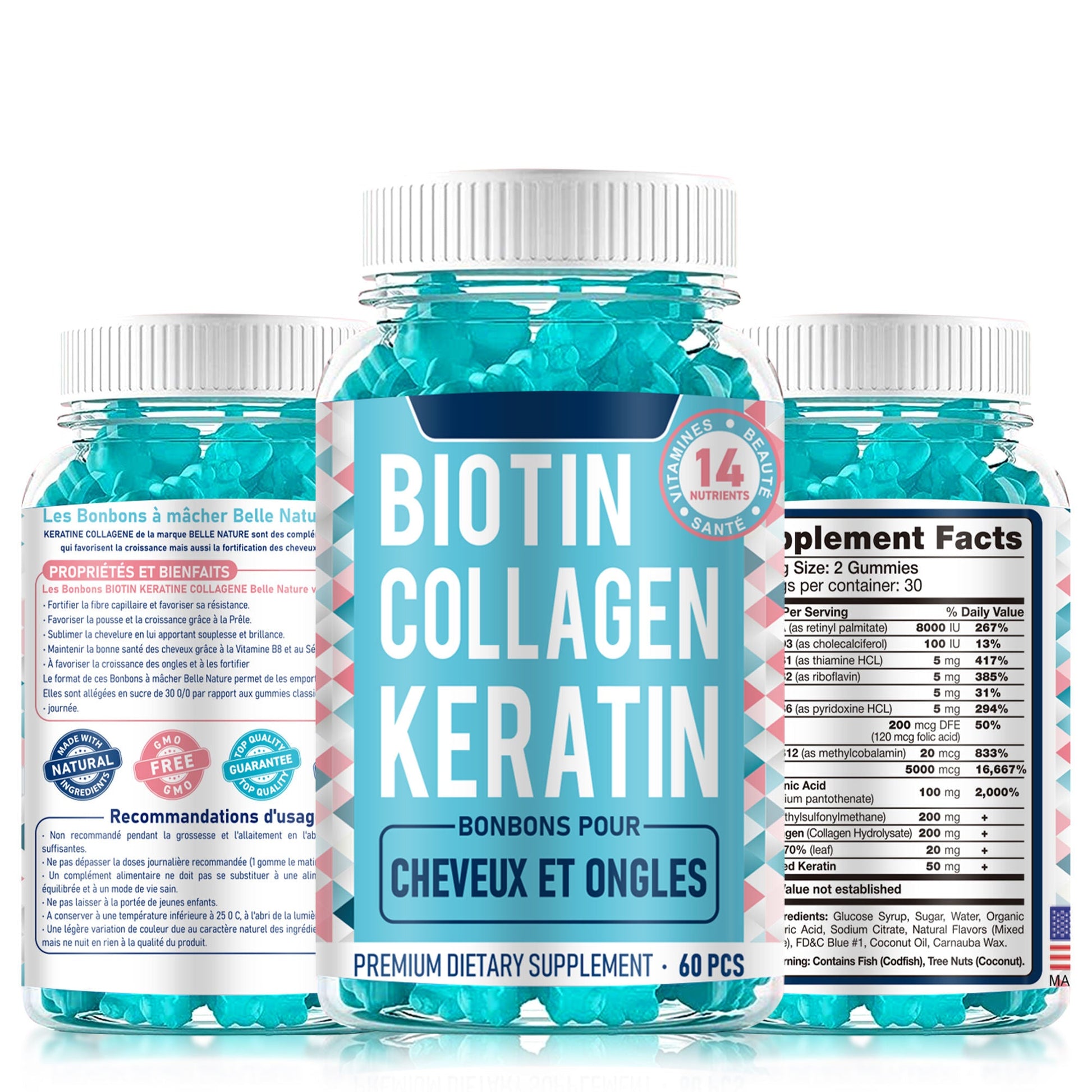 Biotin Collagen Gummies | 5000mcg + Hydrolyzed Collagen | Hair Nail Skin