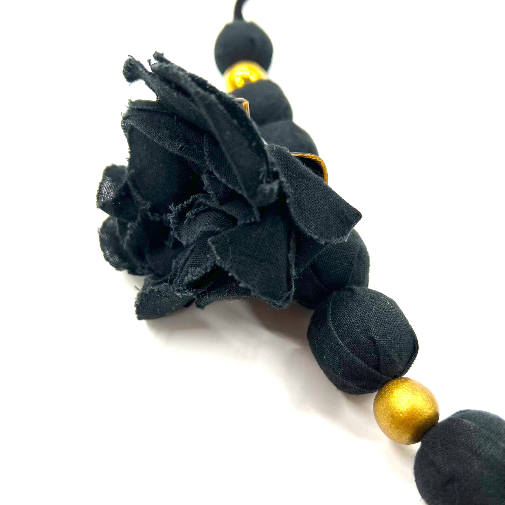 MARNI Collana Girocollo a Fiocco con Fiori Nera e Oro