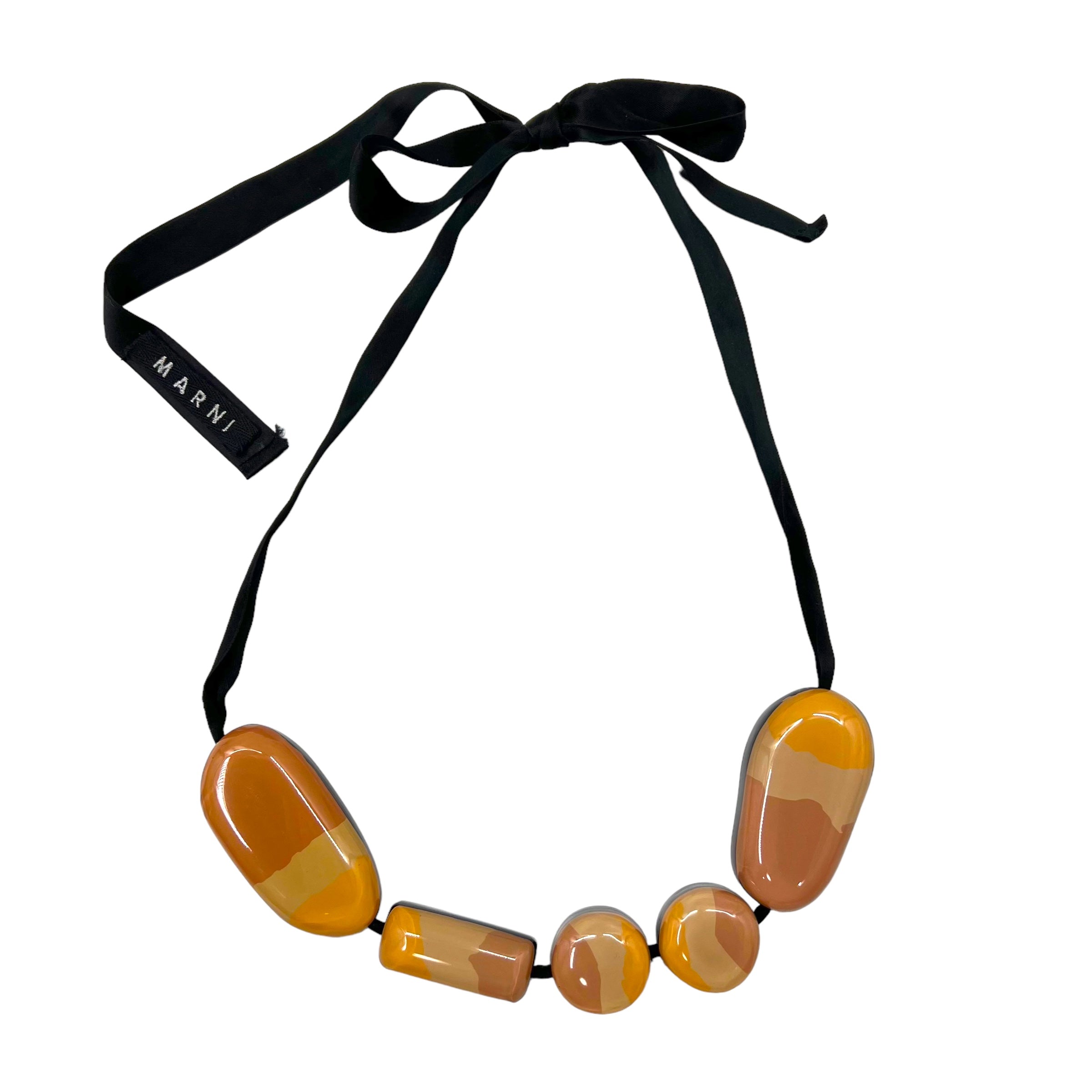 MARNI Collana con fiocco, Choker con pietre, Pendente Marrone Arancione