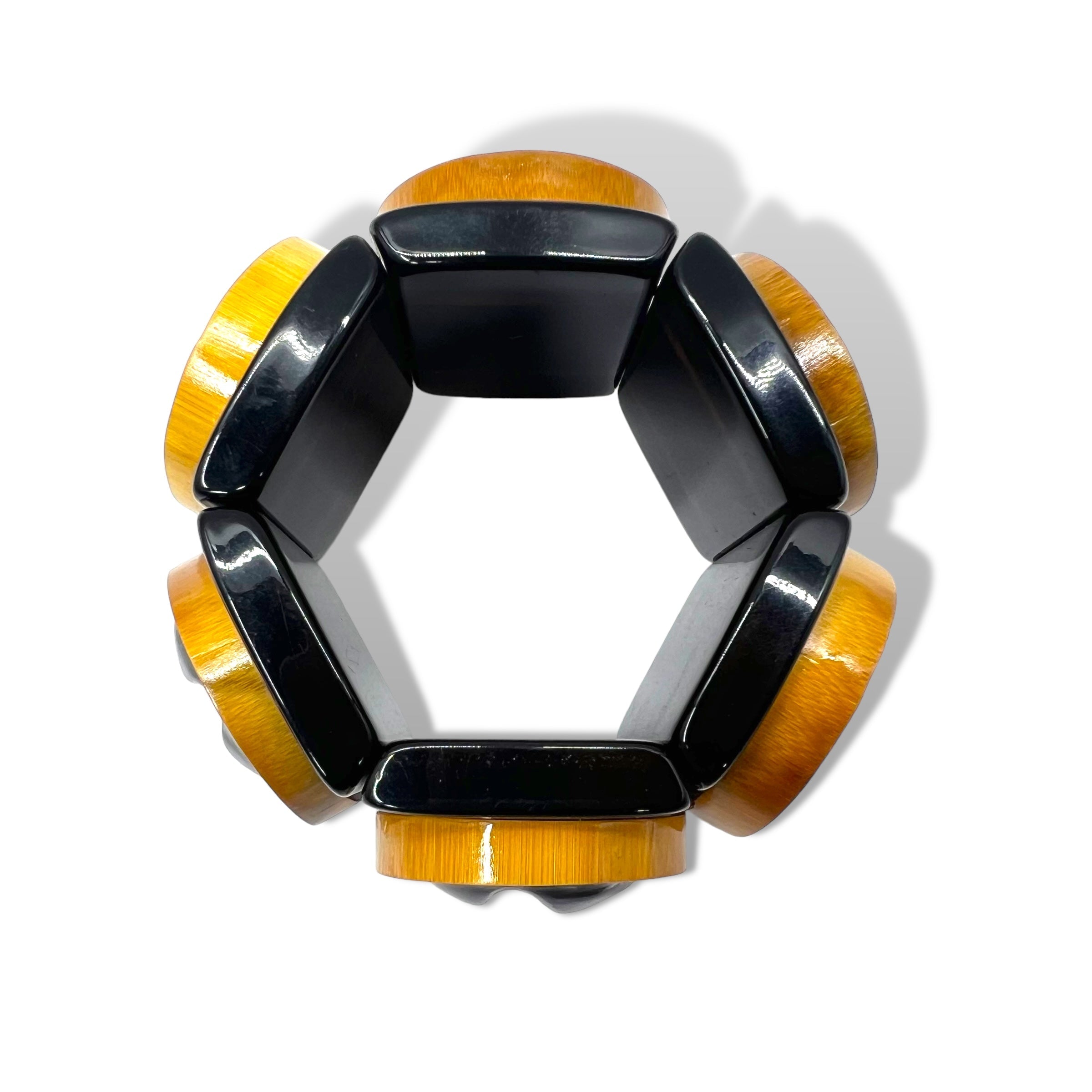 MARNI Bracciale rigido largo in legno di bambù nero