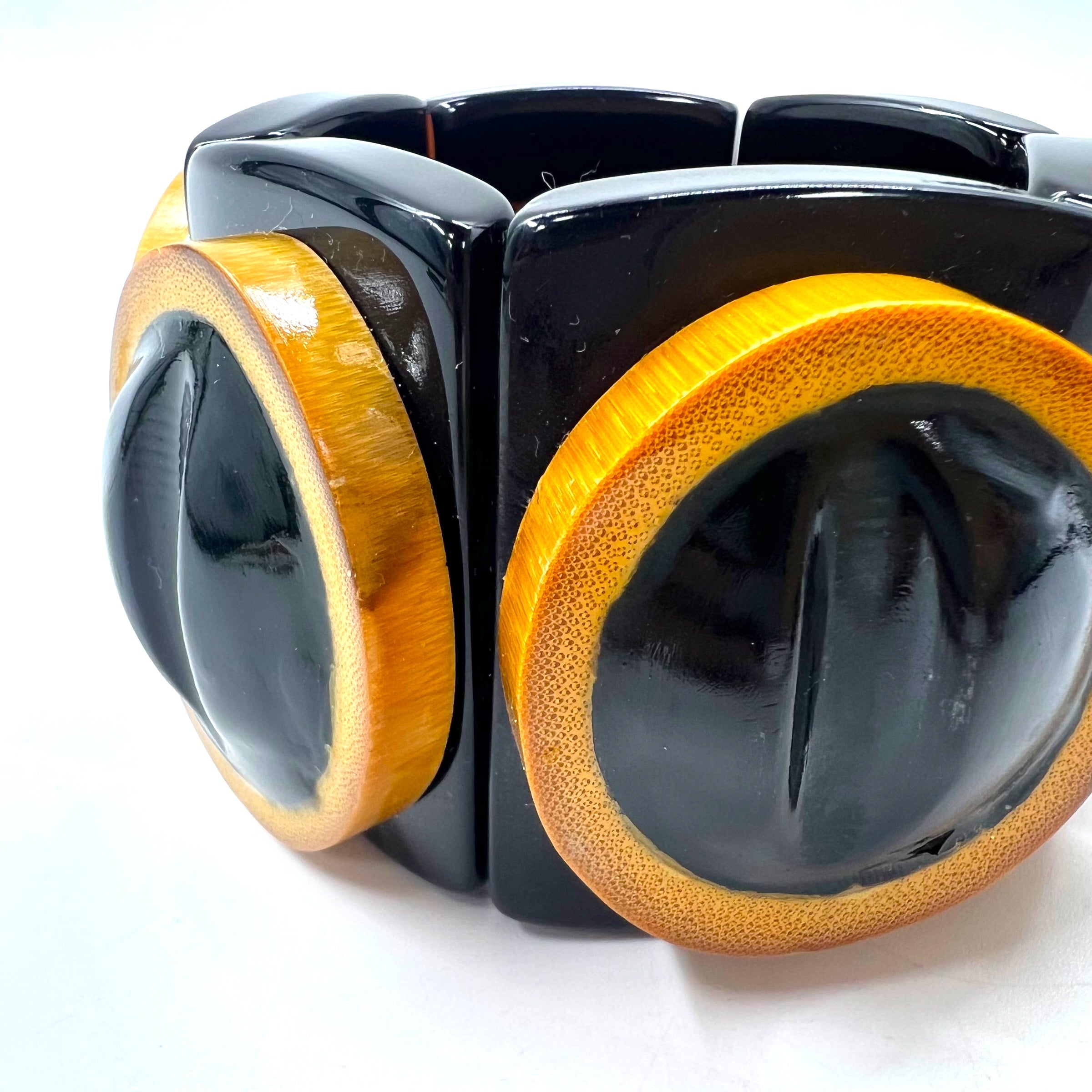 MARNI Bracciale rigido largo in legno di bambù nero