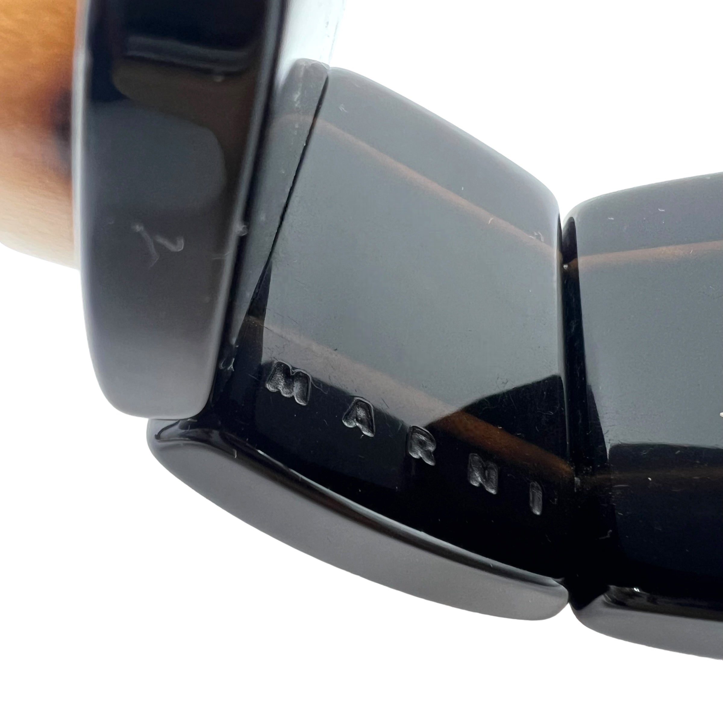 MARNI Bracciale rigido largo in legno di bambù nero