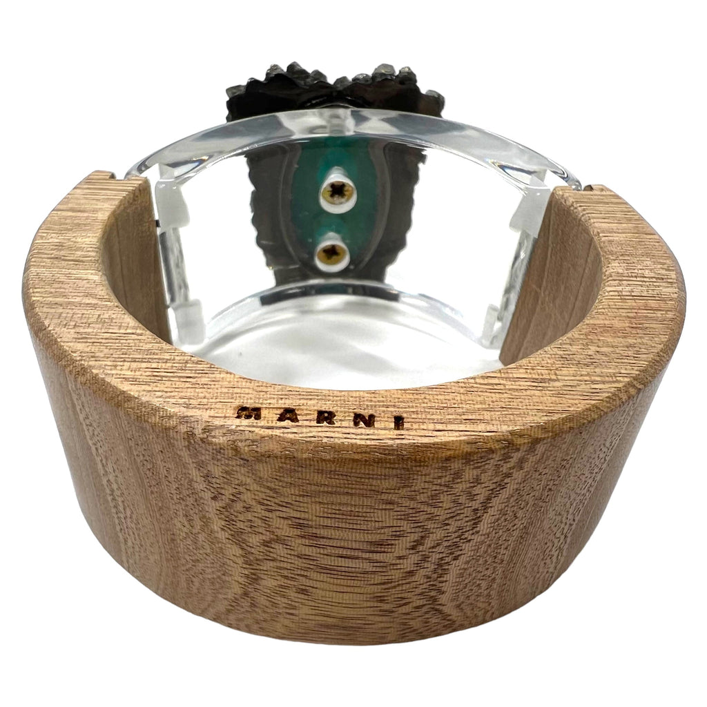 MARNI ワイド クリア ブレスレット バングル ベージュ ウッド カラーストーン スケルトン