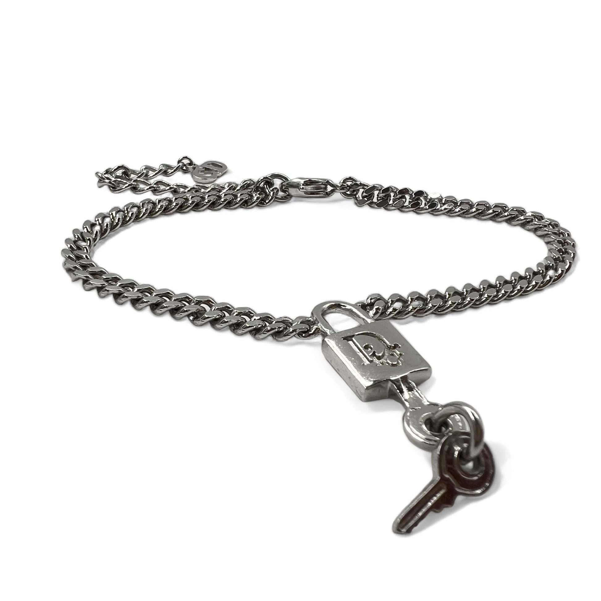 Christian Dior Lucchetto Bracciale a catena a maglie forzate Argento