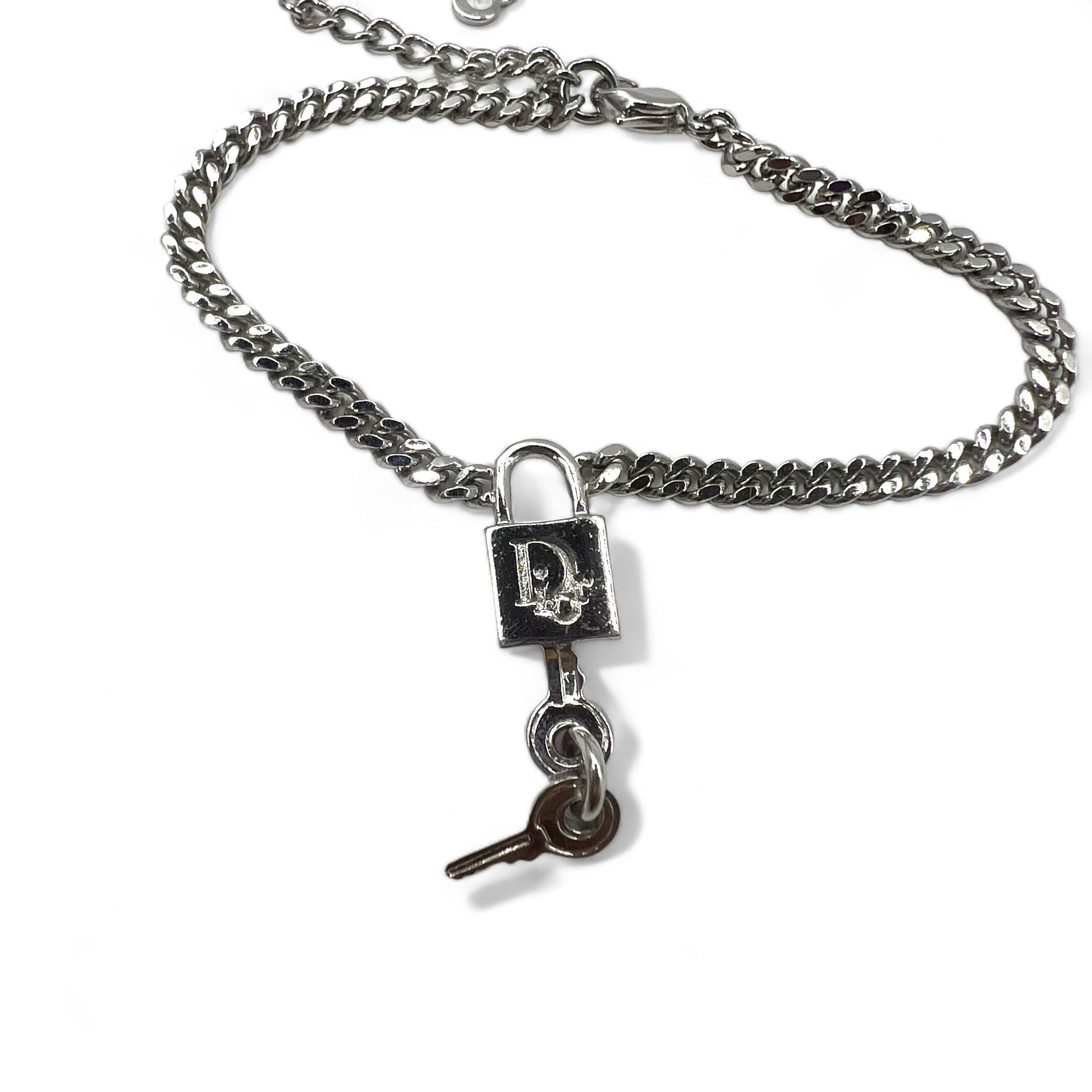 Christian Dior Lucchetto Bracciale a catena a maglie forzate Argento