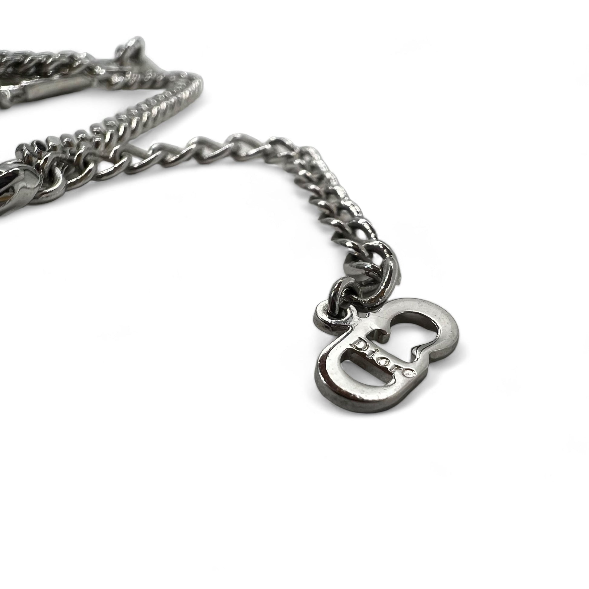 Christian Dior Lucchetto Bracciale a catena a maglie forzate Argento