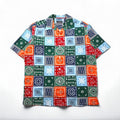 LUNA'S HELLO Bandana Patchwork Camicia a Maniche Corte con Colletto Aperto XL Multicolore Fantasia