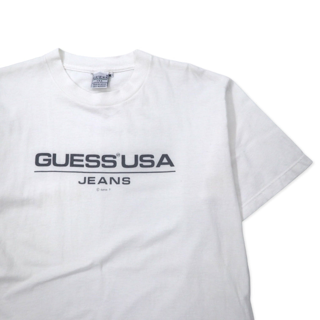 GUESS U.S.A. T-shirt anni '90 con stampa logo, taglia M, colore bianco, cotone, made in Messico