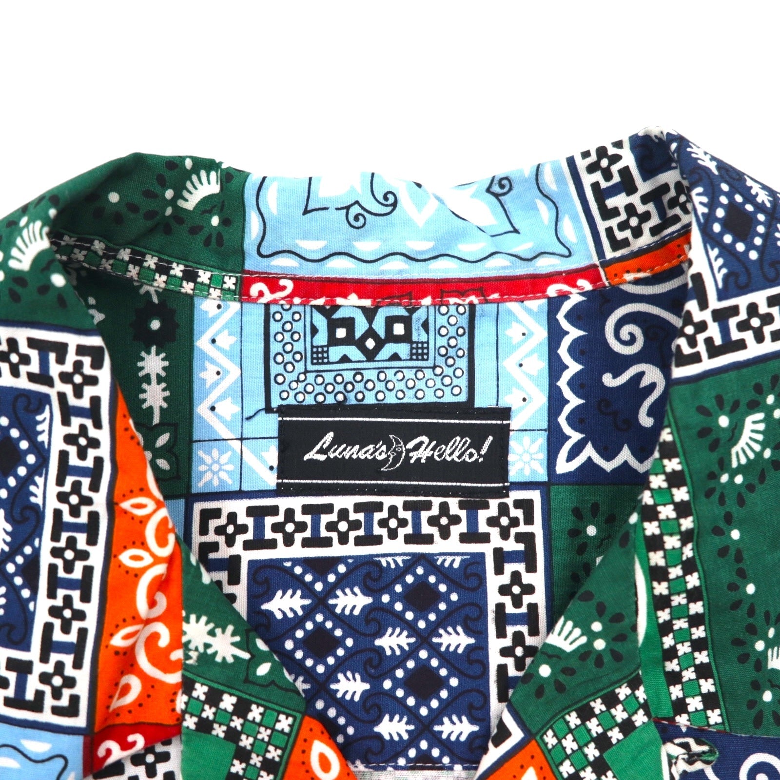 LUNA'S HELLO Bandana Patchwork Camicia a Maniche Corte con Colletto Aperto XL Multicolore Fantasia