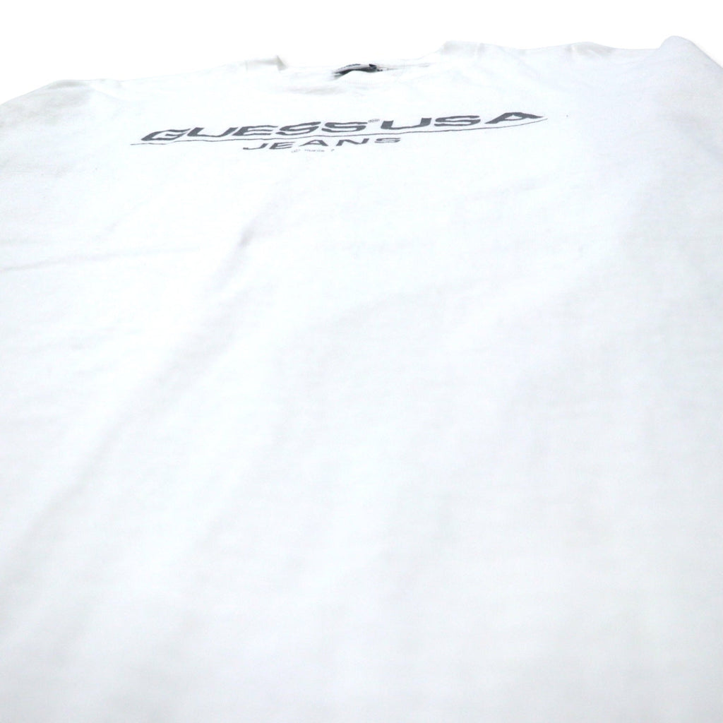 GUESS U.S.A. T-shirt anni '90 con stampa logo, taglia M, colore bianco, cotone, made in Messico