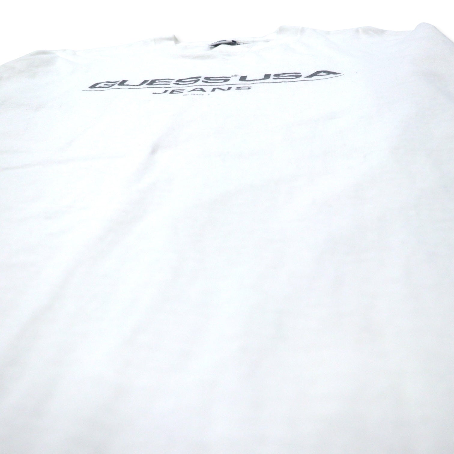 GUESS U.S.A. T-shirt anni '90 con stampa logo, taglia M, colore bianco, cotone, made in Messico