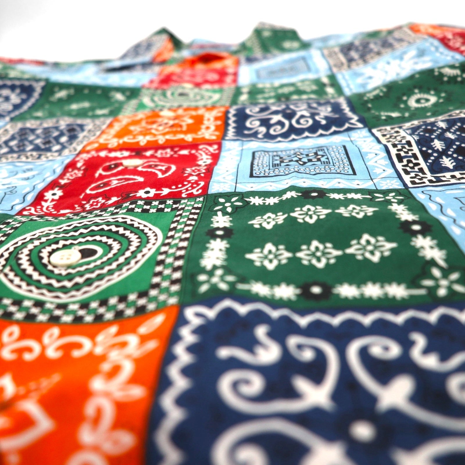 LUNA'S HELLO Bandana Patchwork Camicia a Maniche Corte con Colletto Aperto XL Multicolore Fantasia