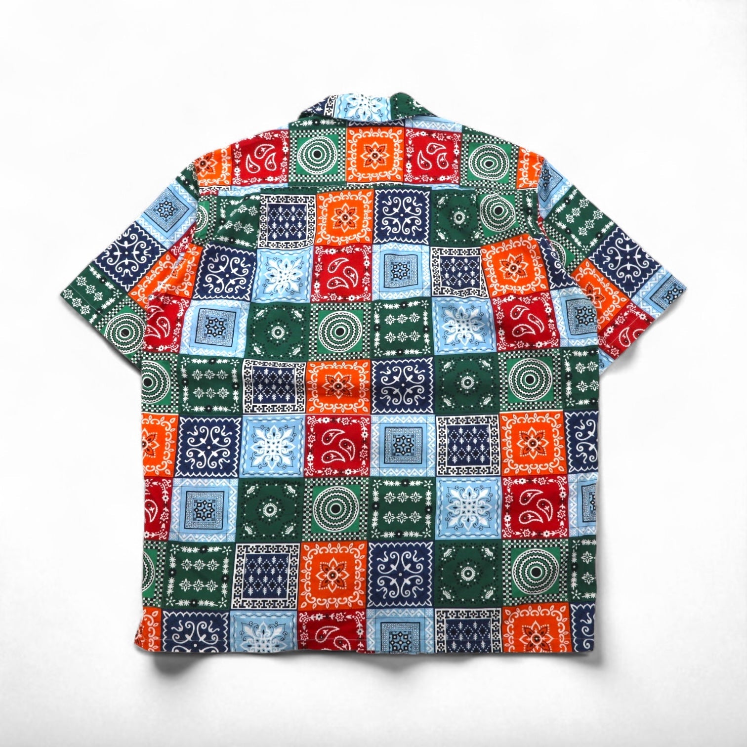 LUNA'S HELLO Bandana Patchwork Camicia a Maniche Corte con Colletto Aperto XL Multicolore Fantasia