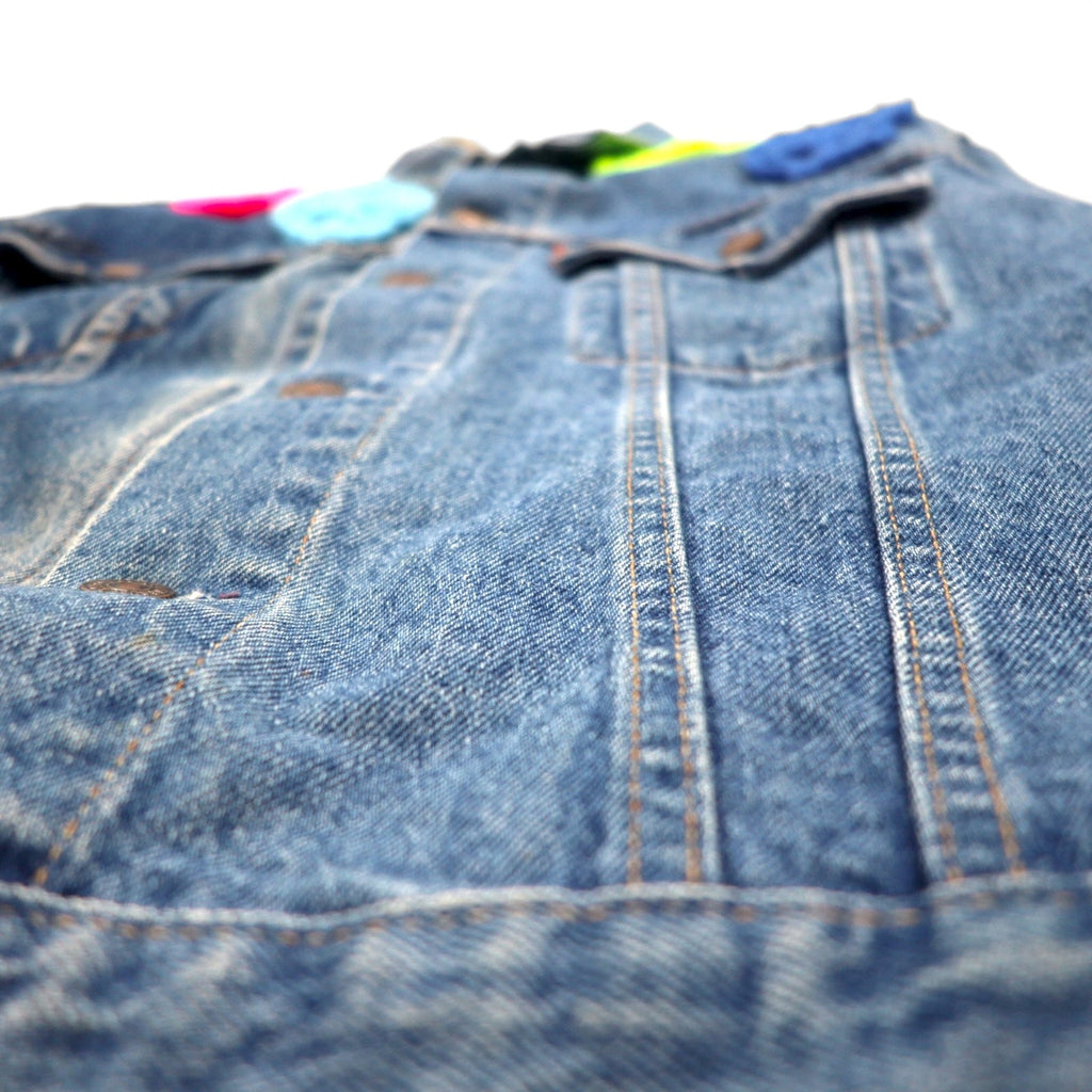 Y.A.R.N. × 90s Levi's Orange Tab 75505 Rielaborazione Ricostruzione Maglione Teschio Giacca di Jeans Maglione Teschio Giacca di Jeans Giacca trucker L Fatto a mano