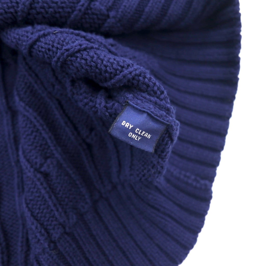 POLO GOLF RALPH LAUREN anni '90 girocollo maglione in maglia a trecce L blu navy cotone ricamo logo