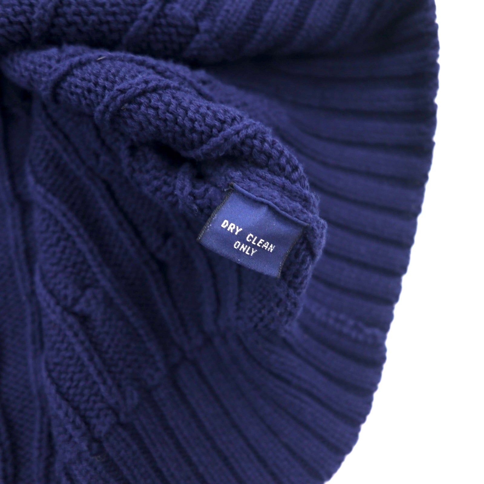 POLO GOLF RALPH LAUREN anni '90 girocollo maglione in maglia a trecce L blu navy cotone ricamo logo