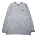 CHAPS RALPH LAUREN 90年代 Vネック ロングスリーブ Tシャツ ロンT L グレー コットン ワンポイントロゴ刺繍