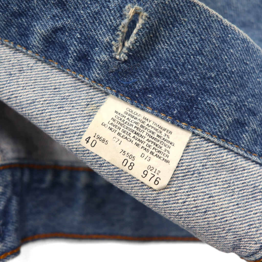Y.A.R.N. × 90s Levi's Orange Tab 75505 Rielaborazione Ricostruzione Maglione Teschio Giacca di Jeans Maglione Teschio Giacca di Jeans Giacca trucker L Fatto a mano