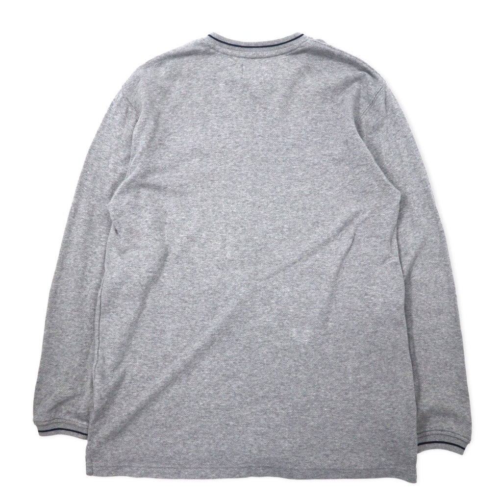 CHAPS RALPH LAUREN 90年代 Vネック ロングスリーブ Tシャツ ロンT L グレー コットン ワンポイントロゴ刺繍