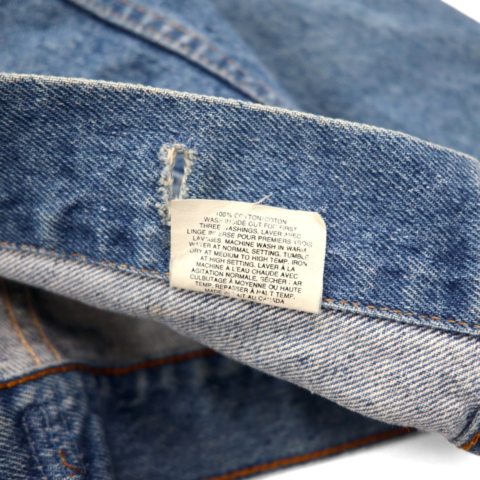 Y.A.R.N. × 90s Levi's Orange Tab 75505 Rielaborazione Ricostruzione Maglione Teschio Giacca di Jeans Maglione Teschio Giacca di Jeans Giacca trucker L Fatto a mano