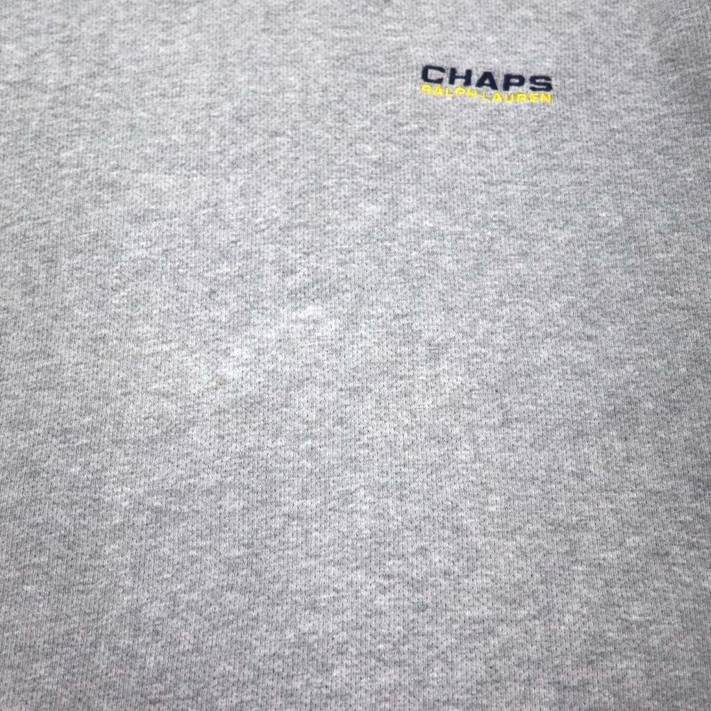 CHAPS RALPH LAUREN 90年代 Vネック ロングスリーブ Tシャツ ロンT L グレー コットン ワンポイントロゴ刺繍