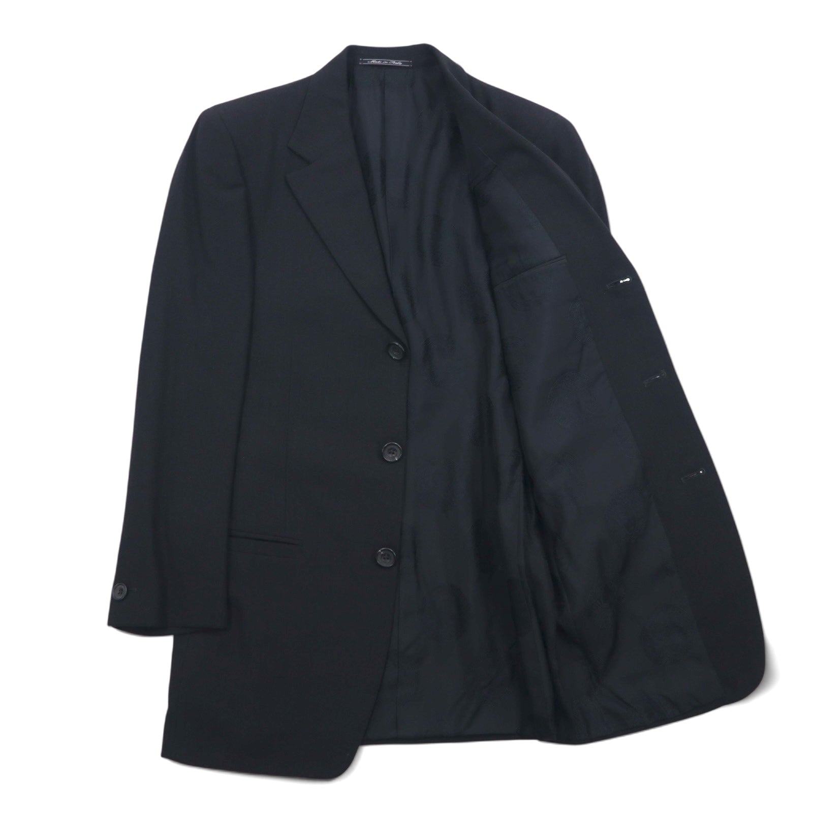 GIANNI VERSACE Abito oversize 3 bottoni Made in Italy M nero lana Medusa interno fantasia pantaloni larghi COUTURE